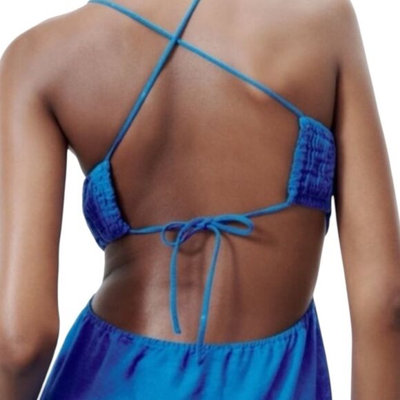 Zara Blue Backless Cut Out Sundress small - Picture 3 of 7